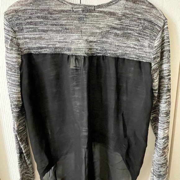 Planet Gold Asymmetrical High Low Long Sleeve Sheer Back Blouse - Picture 3 of 5